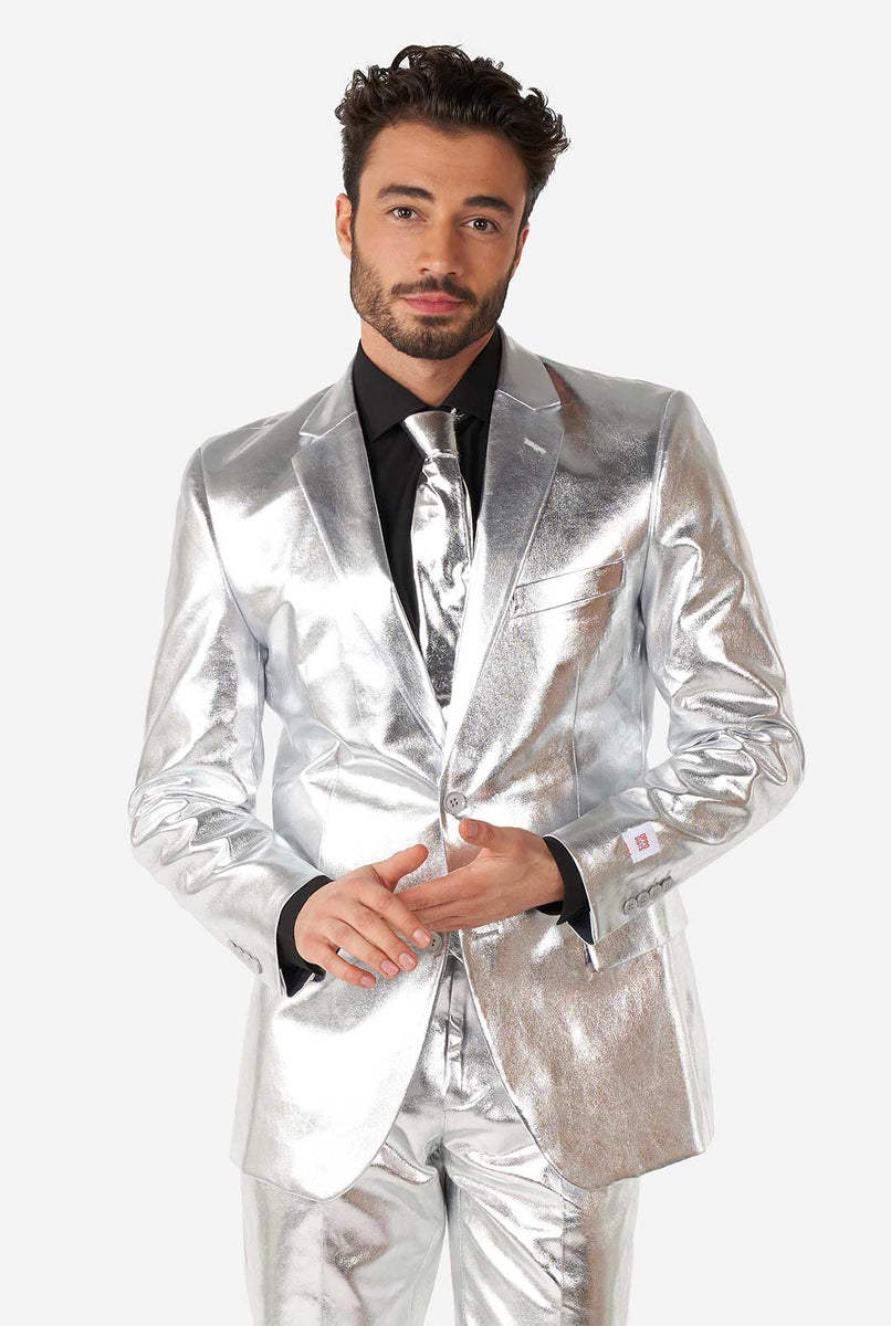Shiny Silver Silver Suit OppoSuits