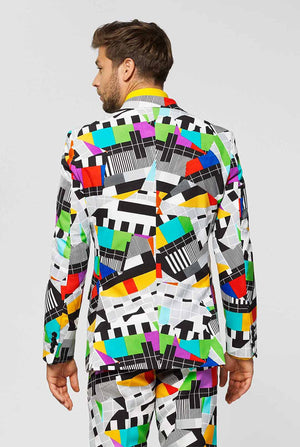 Man wearing testscreen print men's suit