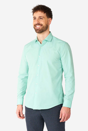 Man wearing mint green dress shirt