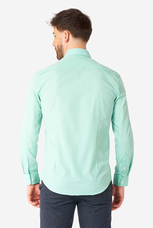 Man wearing mint green dress shirt
