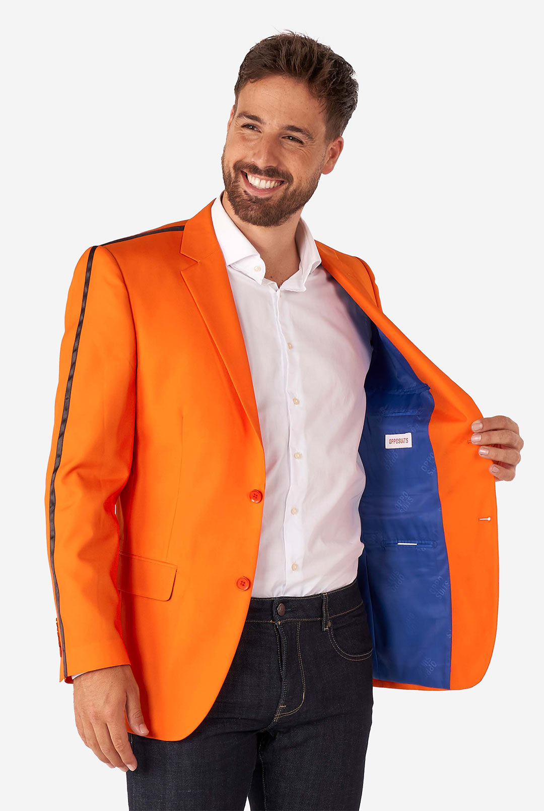 Mens orange blazer jacket deals
