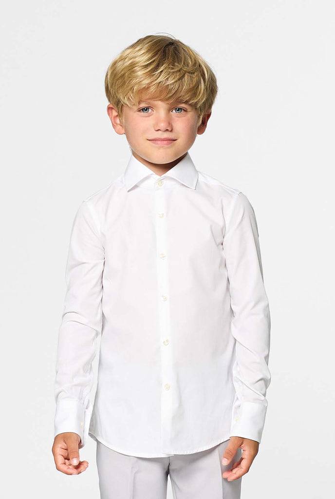 Kid wearing white dress shirt for boys.