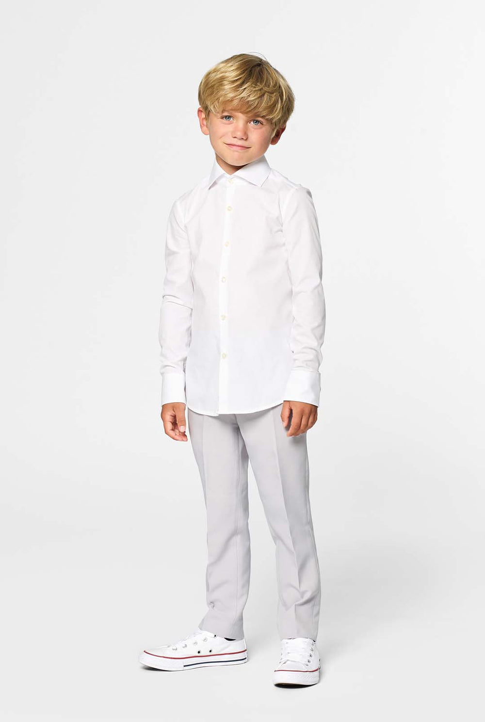 Kid wearing white dress shirt for boys.