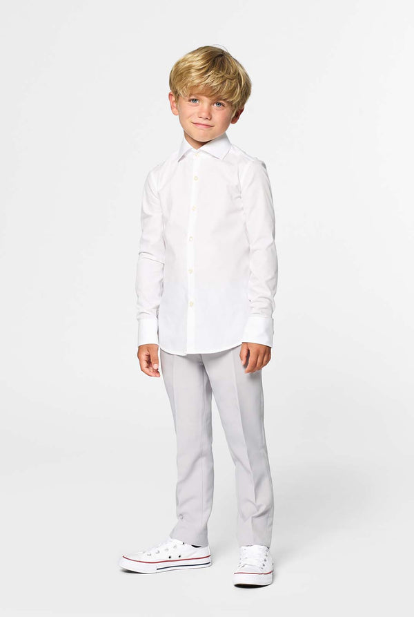Kid wearing white dress shirt for boys.
