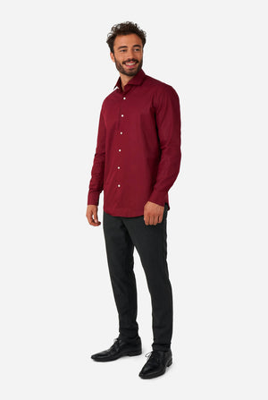 Men wearing burgundy red men's shirt