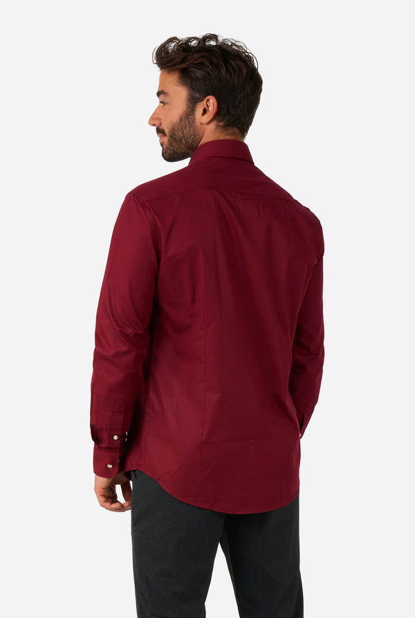 Men wearing burgundy red men's shirt