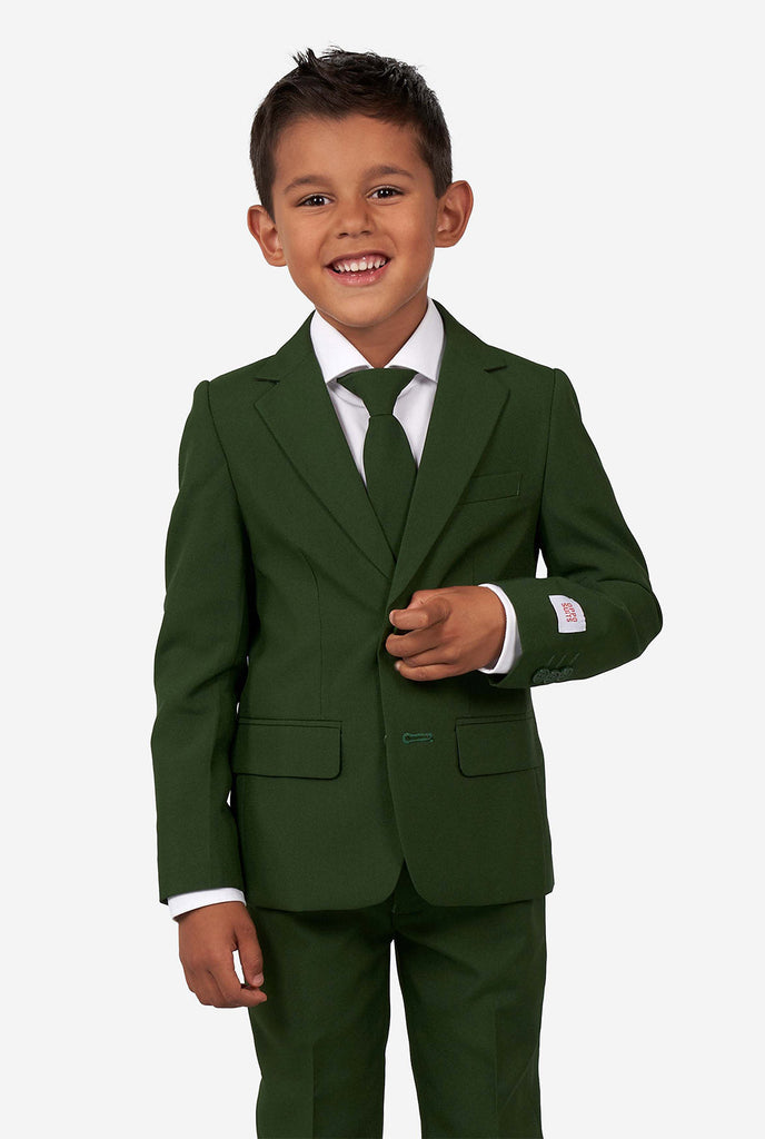 Boy wearing green suit