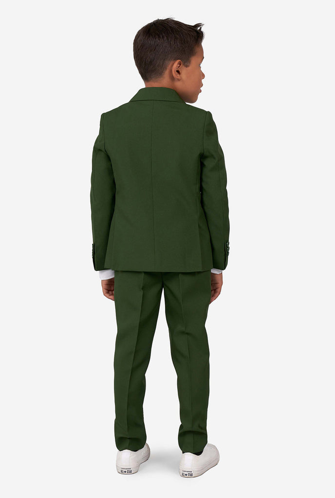 Boy wearing green suit