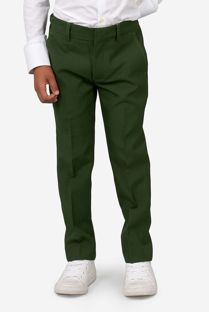 Boy wearing green suit