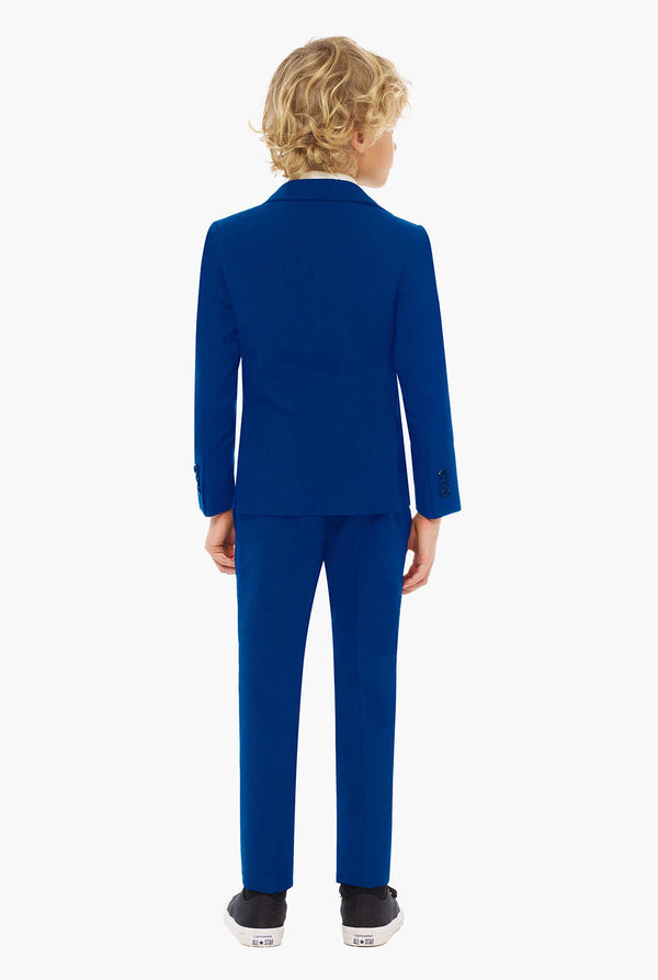Dark blue suit for boys worn by boy