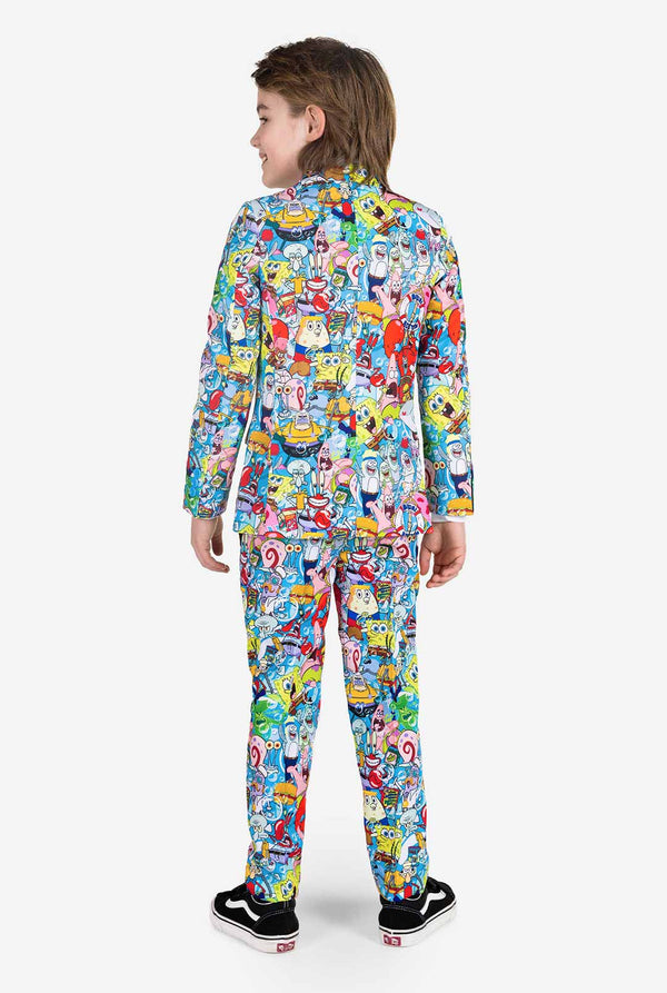 Boy wearing a spongebob suit
