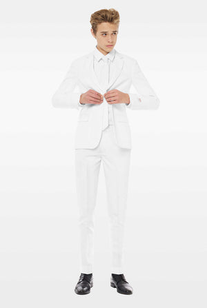 Teen wearing white suit