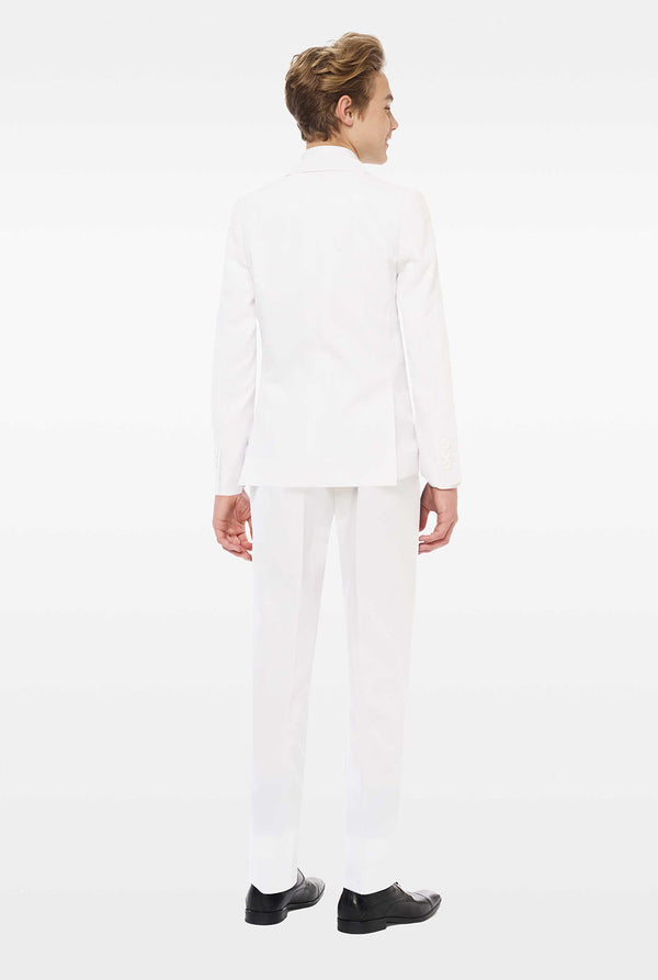 Teen wearing white suit