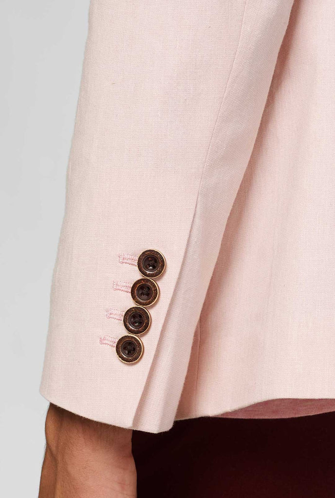 Pink casual blazer with parrot embroidery worn by man