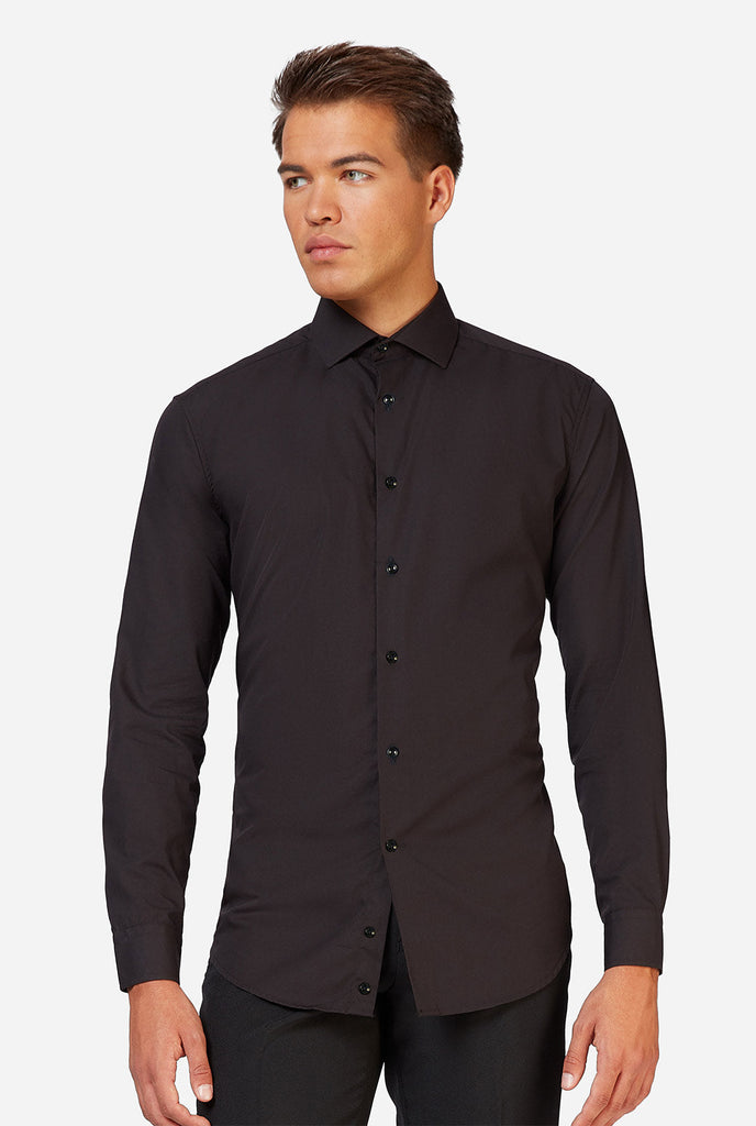 Man wearing black dress shirt