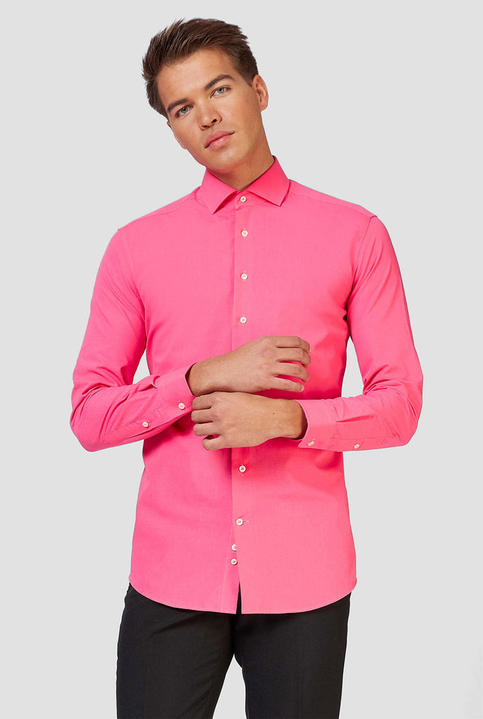 Man wearing pink dress shirt