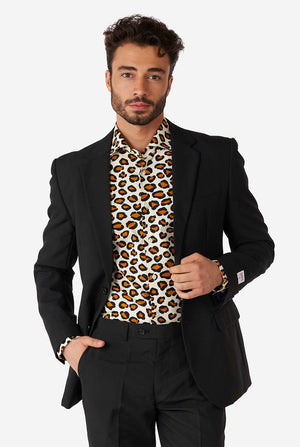 Man wearing dress shirt with Leopard-print 