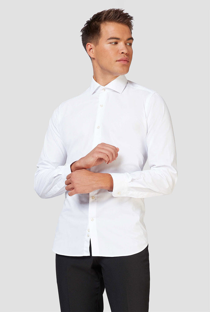 Man wearing white dress shirt