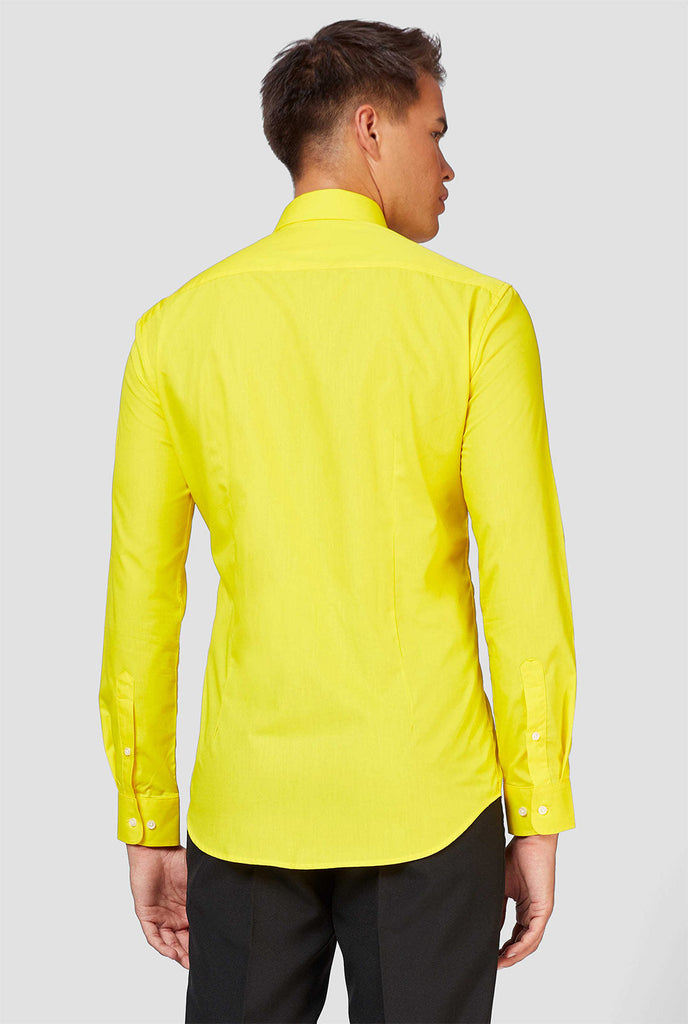 Man wearing yellow dress shirt