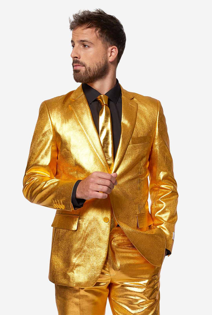 Gold men's party suit worn by man