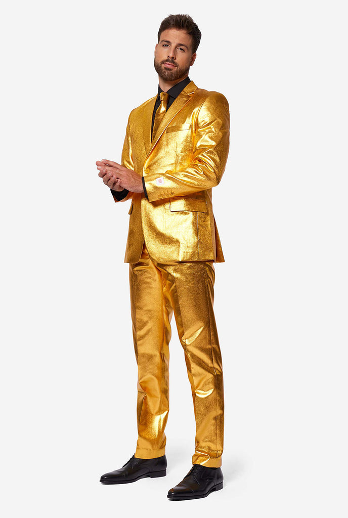 Gold men's party suit worn by man