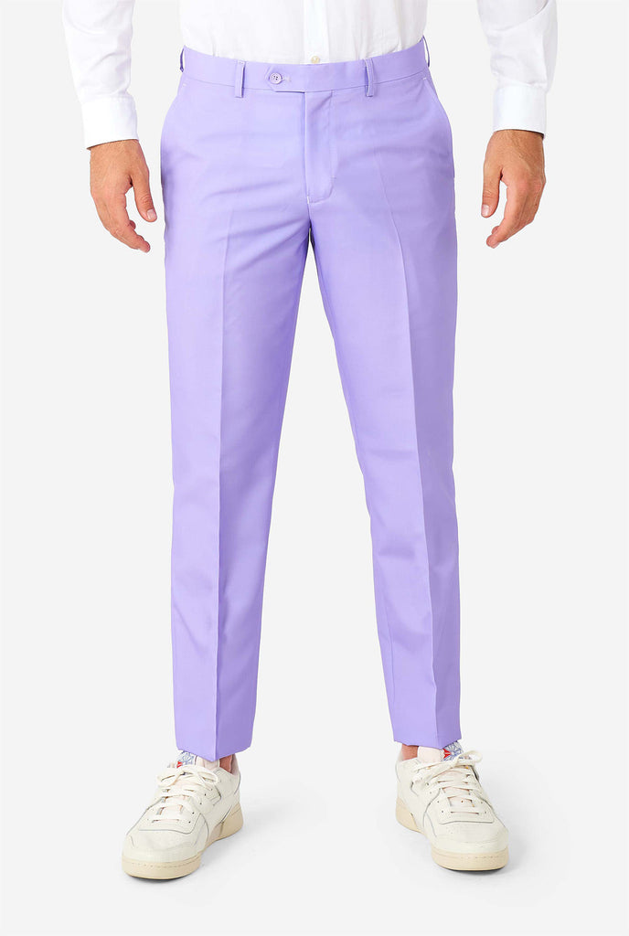 Man wearing lavender purple colored suit