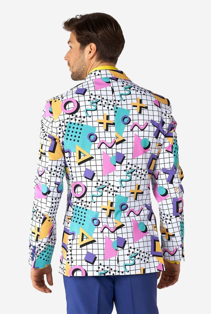 Man wearing Memphis Group retro style men's suit