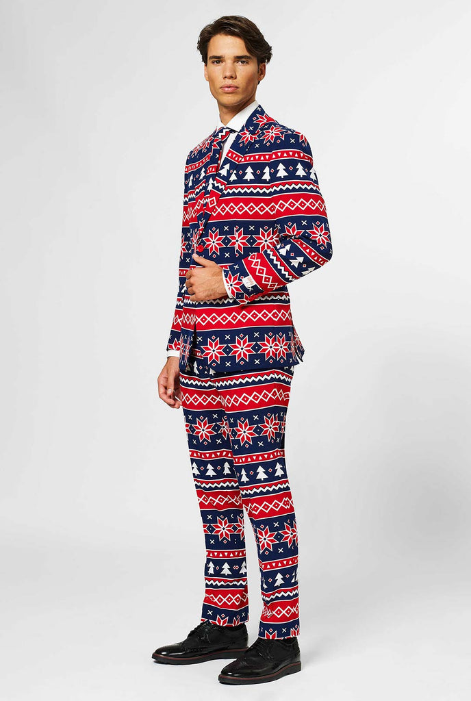 Nordic themed Christmas men's suit worn by man