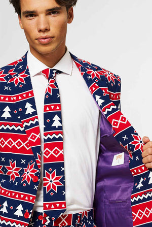 Nordic themed Christmas men's suit worn by man