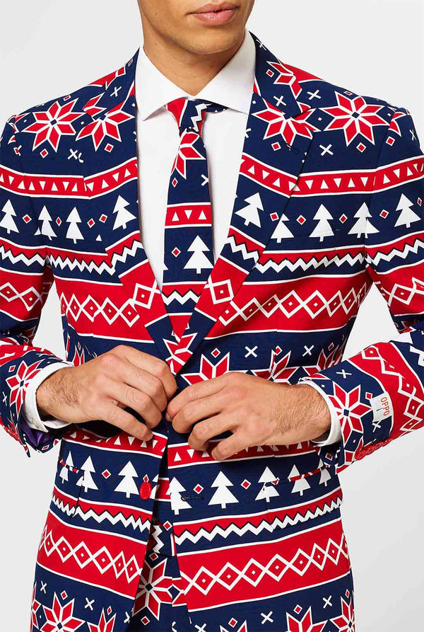 Nordic themed Christmas men's suit worn by man