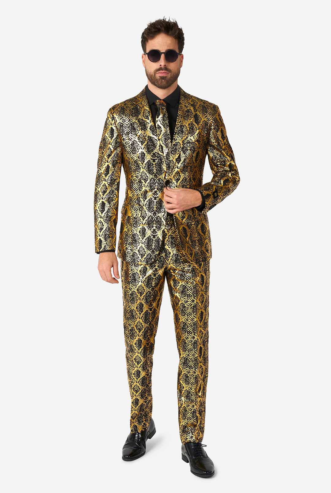 Shiny Snake Men's suit with Snake Skin print OppoSuits