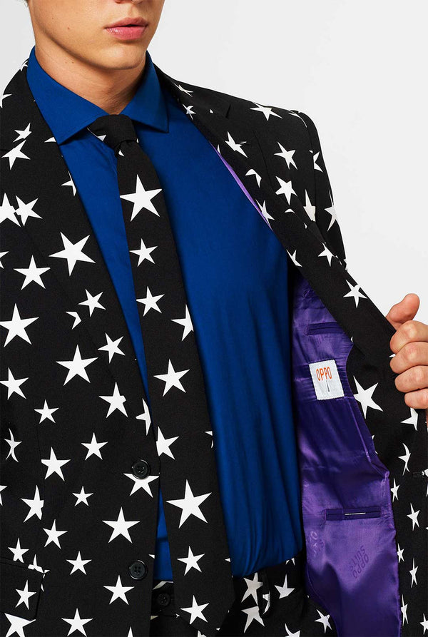 Men wearing black suit with white stars