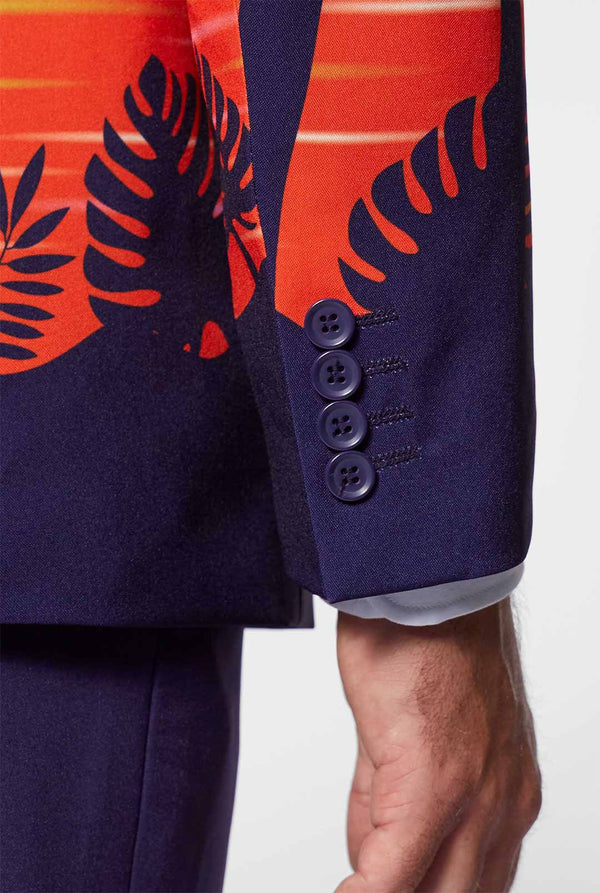 Man wearing Suave Sunset Hawaiian men's suit