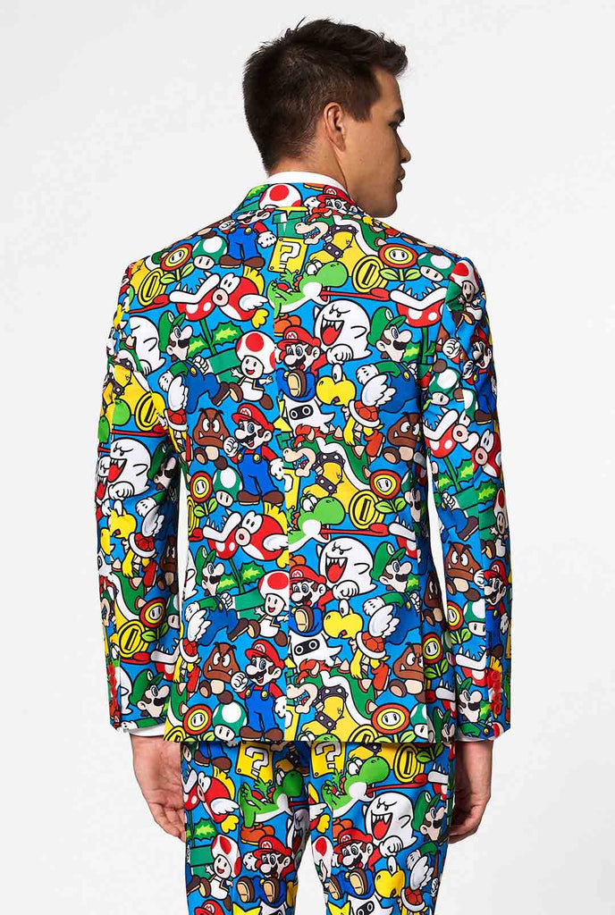 Funny Carnaval gaming men's suit Super Mario worn by man