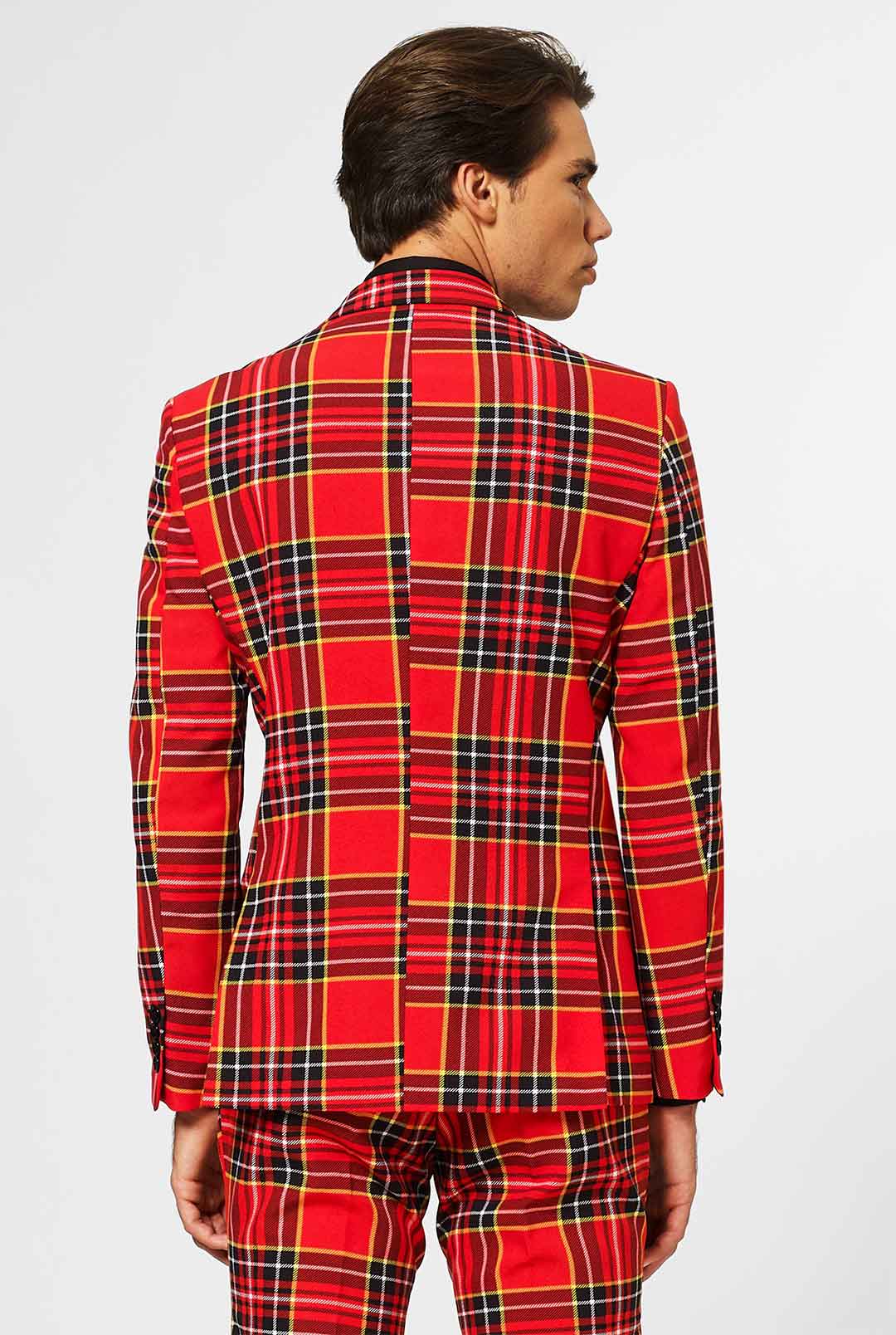 Red tartan suit jacket