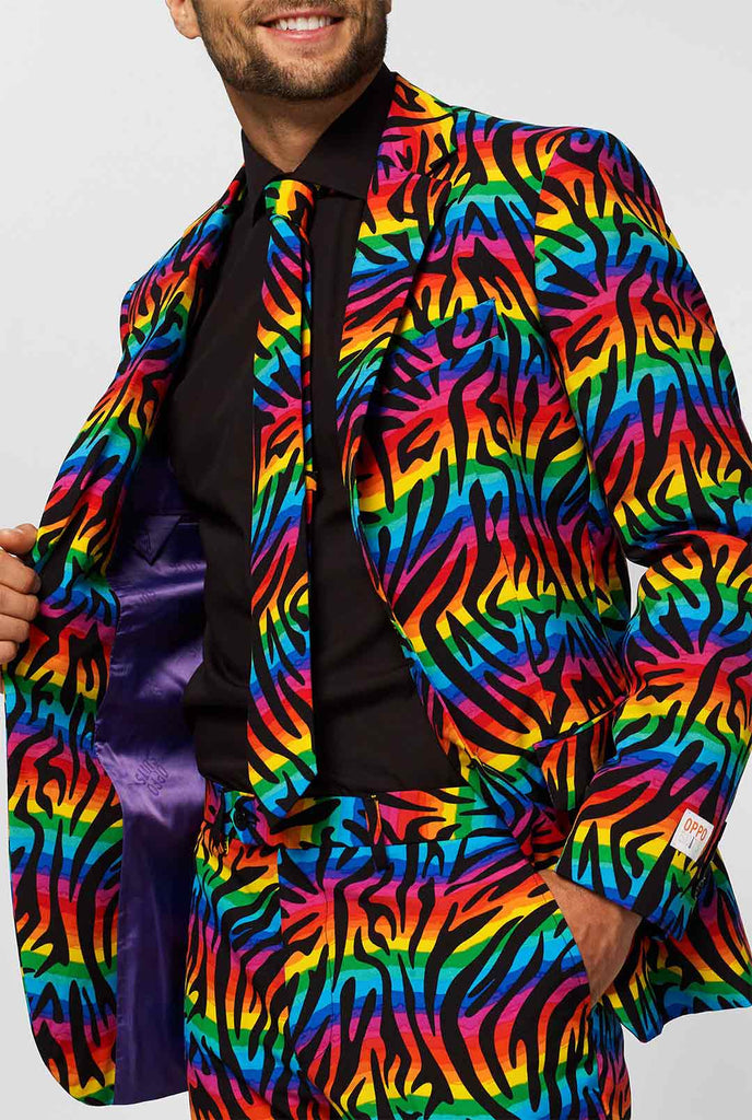 Multi-color pride men's suit Wild Rainbow worn by men
