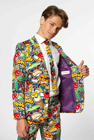 Crazy retro suit Street Vibes for teen boys worn by boy 