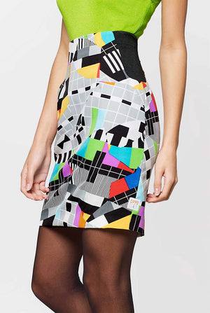 Woman wearing testscreen print suit