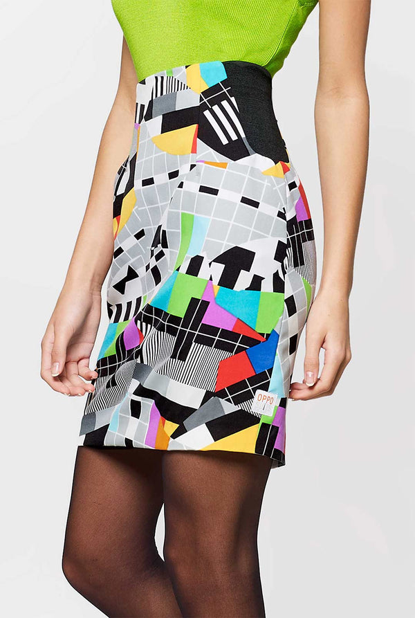 Woman wearing testscreen print suit