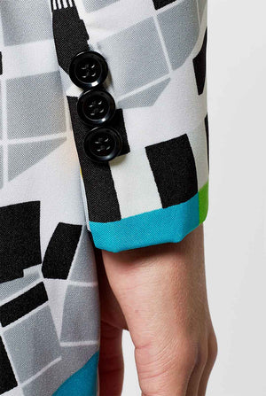 Woman wearing testscreen print suit