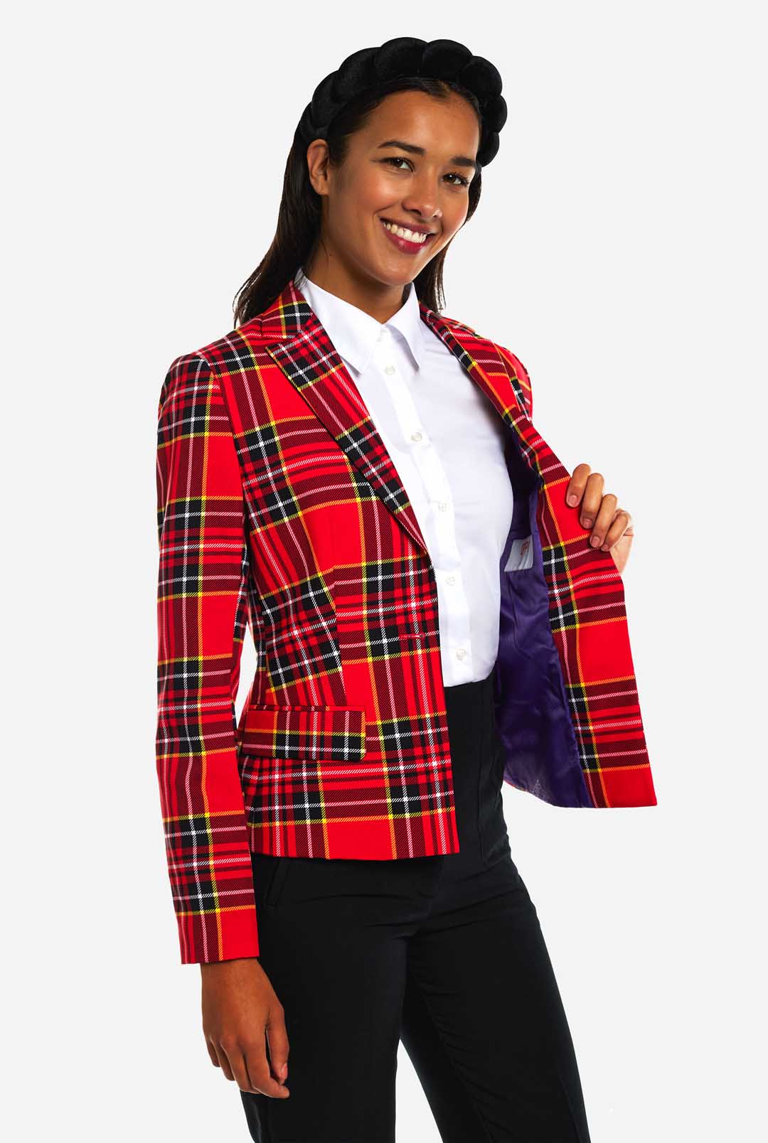 Plaid women's suit outlet