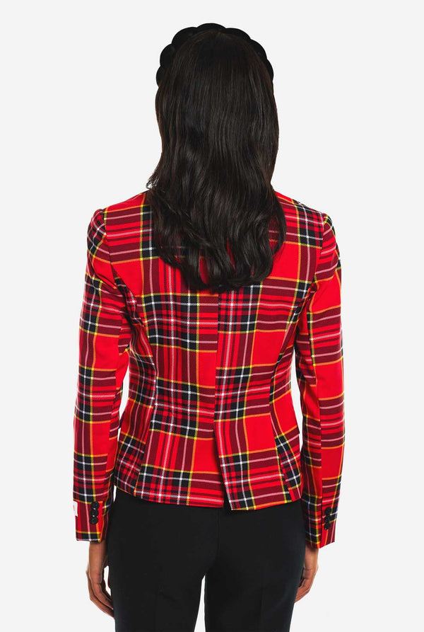 Women wearing tartan womens blazer