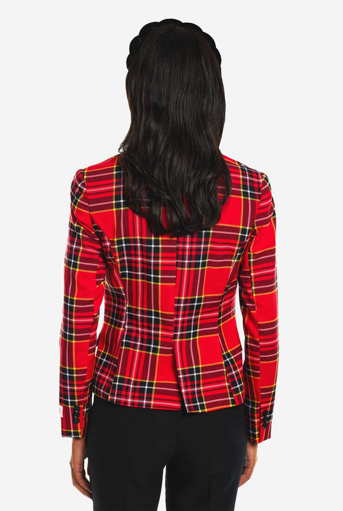 Women wearing tartan womens blazer