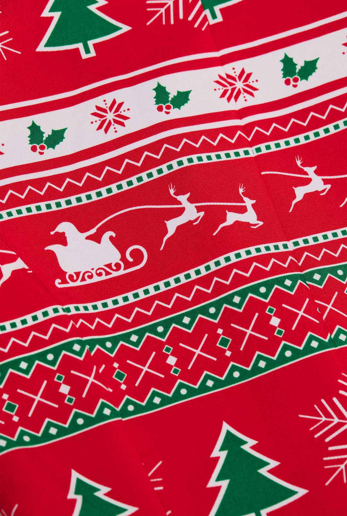 Woman wearing Christmas blazer with Winter print